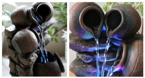 Zimmerbrunnen „Honigtopf“ mit bunter LED-Beleuchtung, 27cm - 4