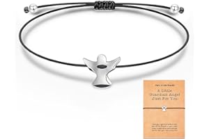 SENLINLU Schutzengel Armband, Schutzengel Armband Silber, Glücksarmband, Freundschaftsarmband, aus schwarz Stoff mit Metall Anhänger für Frauen & Mädchen