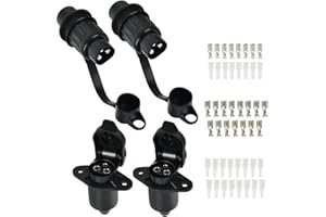 FOROREH Stecker & Steckdose 3-Polig, 12V Wasserdicht Stecker 3 Polig Und Steckdose 3 Polig Für KFZ Traktor Anhänger Landwirtschaftliche Maschinen