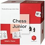 Chess Junior - Schachspiel für Kinder ( Brettspiel ) und Online-Anleitung mit 12 Lernspiele, rot/weiß