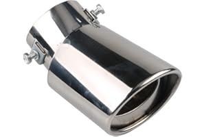 ETOPARS 62mm Tubo di Scarico Auto Universale Terminale di Scarico Tubo di Punta del Silenziatore di Scarico Acciaio Inossidabile Uscita Singola Curva Argento