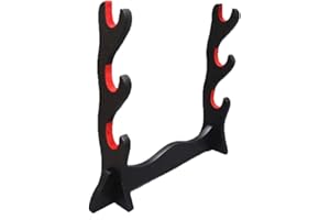 SHULI Schwerthalter Schwerthalter Gepolsterter Stoff Schwerthalter aus schwarz lackiertem Wakishita Shiki Tanto Schwertständer-C