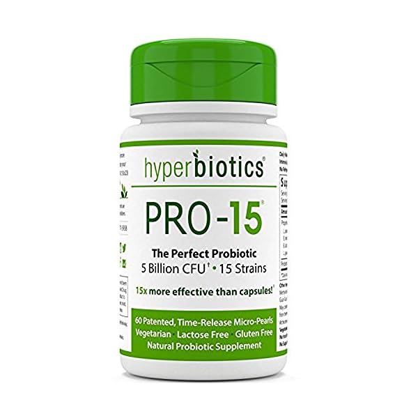Hyperbiotics PRO-15 Probiotics: 60 Once Daily Time Release Pearls - 15x More Effective Than Capsules with Patented Delivery Technology - Easy to Swallow - Promotes Digestive Health by Hyperbiotics