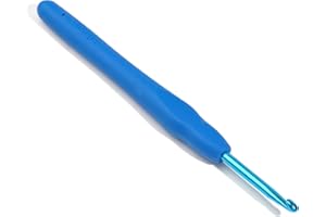 BUOKKON 4 mm Crochet Hook, Aluminum Soft Grip Rubber Handle Needles Ergonomic Knitting Needles Crochet Needle for Beginners and Handmade DIY Knitting Crochet (4 mm)