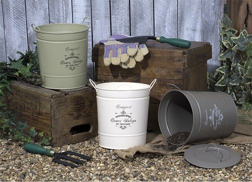 Komposteimer / Lebensmitteleimer / Abfalleimer, Vintage-Design, Blassgrün - 3