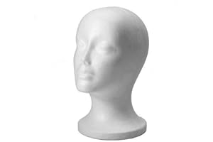 AMOYERIC POLYSTYRENE WHITE FEMALE DISPLAY HEAD MANNEQUIN FOR WIG by euroshop.co