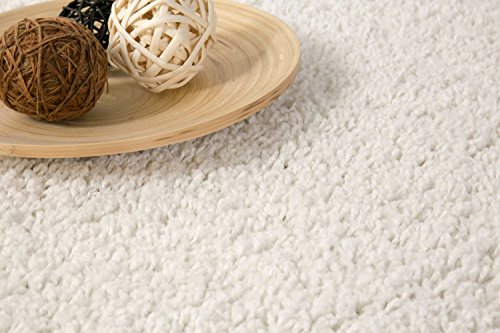 VIMODA prime1000 Shaggy Hoch-/Langflor Teppich, Modern für Wohn-/Schlafzimmer, Polypropylen, weiß, 120 x 170 cm - 4