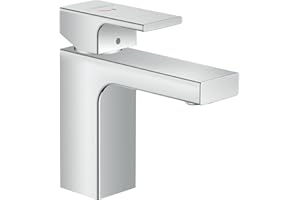 hansgrohe Mitigeur de lavabo Vernis Shape, hauteur sous bec 100mm, économie d'énergie (CoolStart), économie d'eau (EcoSmart), robinet lavabo avec tirette et vidage, chromé, 71594000