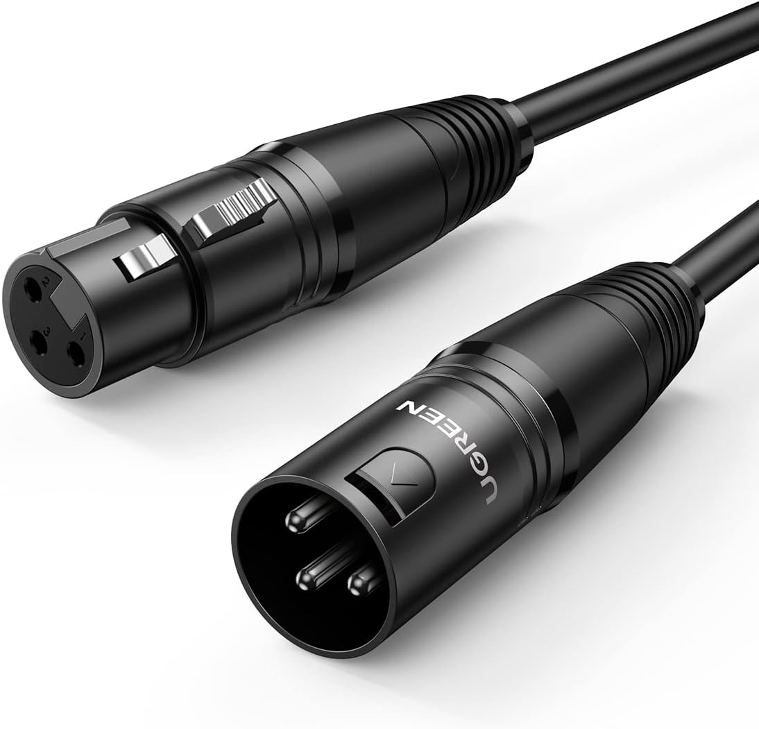 UGREEN Câble XLR Câble Microphone Mâle vers Femelle(2M) | Compatible avec Microphone Table de Mixage Enceinte Caméra Amplificateur Alimentation Fantôme Hautparleur Mélangeur Console