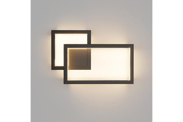 Klighten Applique Murale Interieur Design, 24W, 1960LM, Lampe Murale LED Mordern, Appliques Interieur Décoratif, Éclairage mural pour Chambre, Salon, Couloir, Blanc Chaud 3000K, Noir