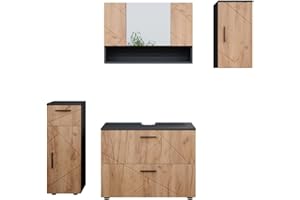 Vicco Badmöbel-Set Irma, Badezimmerschrank-Set, Anthrazit/Eiche, 4 Teile