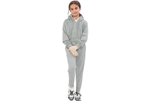 Towelbay 2 Piece Kids Girls Tracksuit Hoodie Jogging Bottom Loungewear Active wear Kids and Teenagers Crop Tracksuit Set Casual -7 to 14 Years