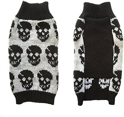 Cute Soft Halloween Style Black/Grey Skull Pattern Pet Puppy Dog Sweater Jumper Clothes Coat (XS)