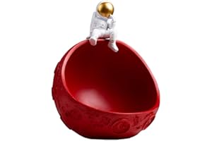 YXCKG Svuotatasche Moderno Design, Svuota Tasche da Ingresso, Vassoio per la Decorazione, Ciotole Decorative per Soggiorno tavolino Portico, Nordic Desktop Decor Key Bowl-Astronaut Half Moon Model