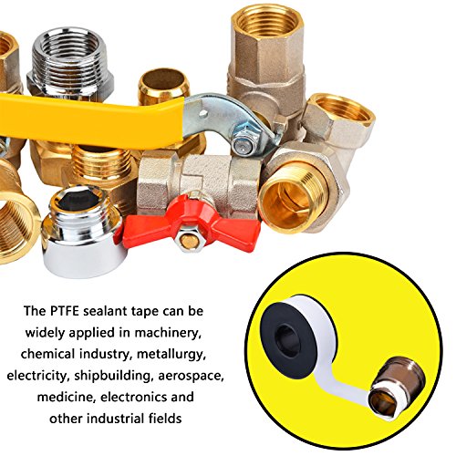 Mudder 5 Rollen 19 mm Breite 20 m Länge Industrielle Dichtband PTFE Tape für Rohrverbindungen, Schwarzer Rolle - 3