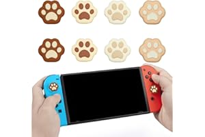 INGJIA 8PCS Cappucci per Impugnatura per Pollice a Forma di Zampa di Gatto, Cover per Joystick in Silicone Morbido Compatibile con Nintendo Switch/OLED/Switch Lite (Milk Tea Brown)