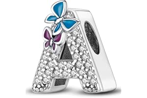 Jokmeo Ciondolo charm con lettere dall'A alla Z per donne in argento 925 puro, compatibile con bracciali e collari della marca Pandora e di stile europeo, adatto a donne e ragazze.ZM1