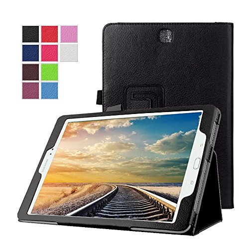 DETUOSI Funda para Samsung Tab A 9.7'' SM-T550,Funda de Cuero Book Cover Flip Case Carcasa Piel con Soporte para Samsung Galaxy Tab A SM-T550 SM-T555 Tablet de 9.7'' Pulgadas Case Cover(Negro)