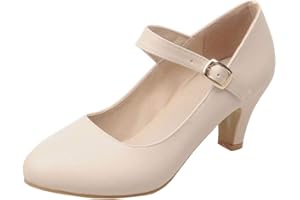MISSUIT Damen Mary Jane Damenschuhe Kitten Heel Pumps mit Knöchelriemchen Kleinem Absatz Schuhe