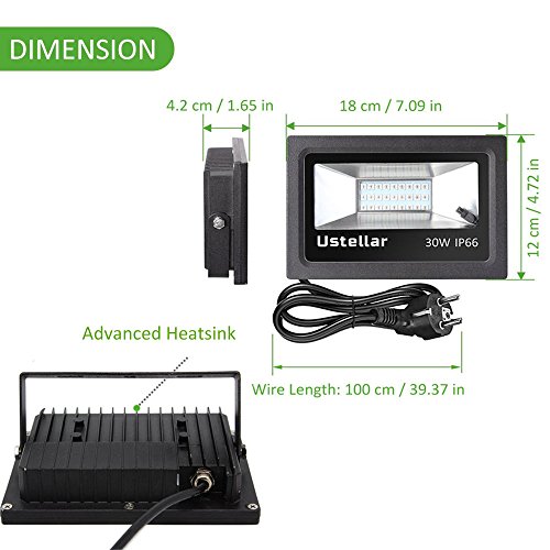 Ustellar 2er RGB 30W LED Fluter Mit Fernbedienung Stecker 16 Farben und 4 Modi, IP66 Wasserdicht LED Flutlicht, Garten Stimmungslichter - 7