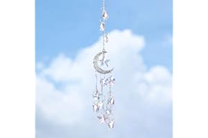 Rolin Roly Attrape-Soleil, Lune Suncatcher Pendentif en Cristal, Ornement Suspendu De Fenêtre, Pendentifs en Verre de Couleur Archiris Boule de Prisme pour Maison Bureau Jardin Deko