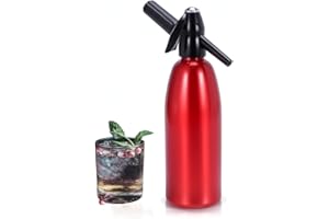 LOXIIA Sparkling Water Maker, 1L Soda Siphon, Aluminum Soda Makers for Home, Portable Water Maker for Soda Water, Cocktails or Soda Water, Use 8 gram CO2 Cartridges(Not Included) (Red)