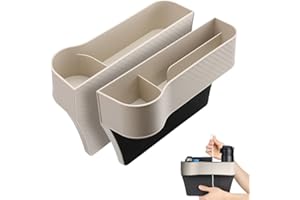 SSyang Vano Portaoggetti per Auto, 2 Pezzi Scatola Portaoggetti per Seggiolino Auto, Car Seat Gap Storage Organizer, Tasche a Fessura Della Fessura del Sedile,per lo Stoccaggio di Guida in Auto(Beige)