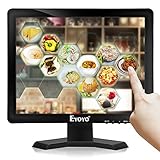 Eyoyo Moniteur Ecran Tactile 15 Pouces HDMI/VGA 4: 3 1024 × 768 avec Haut-Parleur Intégré pour Système POS Équipement Industriel Ordinateur