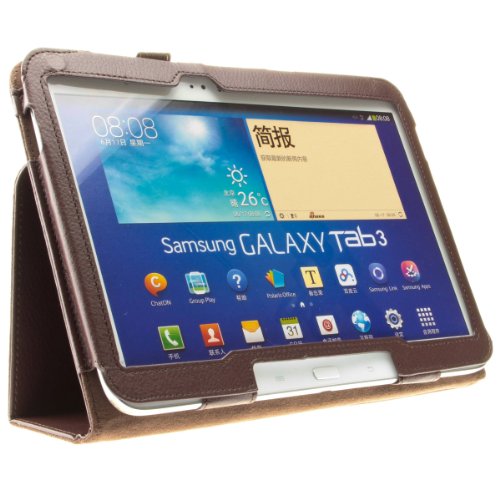 Design Tab3 10 1 Standtasche f  r SAMSUNG GALAXY TAB 3 P5200 P5210 P5220 H  lle Etui Tasche Case ULTRASLIM  Braun 