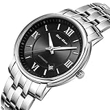 Automatische mechanische luxuri?se stahlgesch?ft herrenuhr, 100 m wasserdicht edle ultra dünne r?mische ziffer stilvolle mode klassische armbanduhr -C