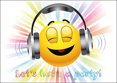 Edition Colibri "Let's have a party" Smiley-Einladungskarten + Umschläge, 12er Set