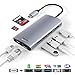 Produktbild USB C Hub (8 in 1),AOGE Type C Multiport Adapter mit 4K HDMI Port /3 USB 3.0 Ports/Gigabit Ethernet Port/SD-Kartenleser/TF-Kartenleser/USB-C Ladeanschluss für MacBook Pro 2016/2017,iMac 2017 (Grey)