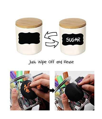 XY Life 64 Stück Tafelaufkleber Küchen Label Tafel Aufkleber sticker Etiketten zum Beschriften, Wiederverwendet und Wasserdicht, Chalkboard Tafeletiketten für Kitchen Weckglas Lebensmittelboxen Gläser Gewürzgläser und Haushalt, Schwarz - 4