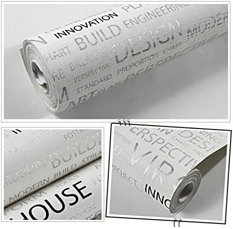 English Letter Wallpaper Back To Ancient Nostalgia Black High-End Korean Background Wall Fashion Wallpaper,Rice White (9.7 M / Non Self Adhered) 550402,Wallpaper Only 0.53M*10M