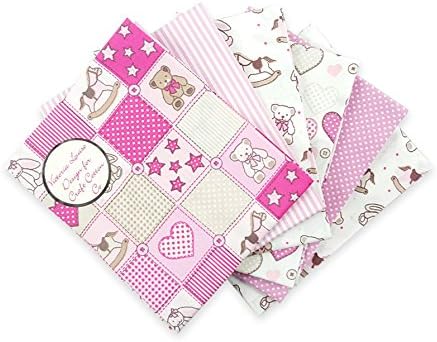 QUICKFABRICS The Craft Cotton 1608 Fabric Bundle Baby Teddy, Pink, 12 x 14 x 2,5 cm