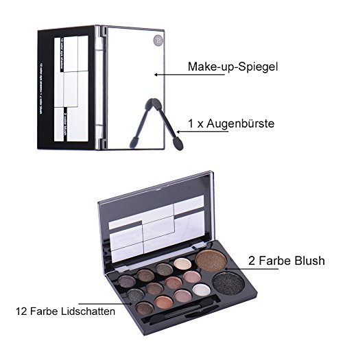 Greencolourful Professionellen 12 Farben Lidschatten Eye + 2 Farben Blush Makeup (6#) - 5