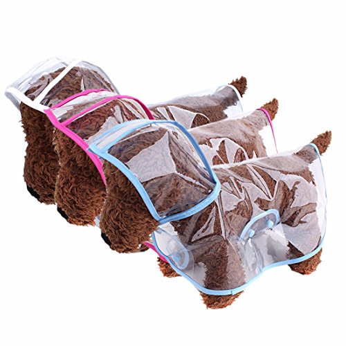 Dog-Cat-Cute-Plastic-Clear-Raincoat-Pet-Waterproof-PinkBlueWhite-Button