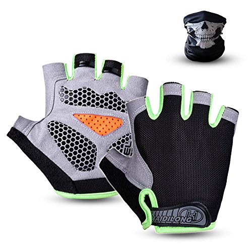 SUXMAN Gants de VTT, Gants Moto Homme Demi-Doigts Gant Cyclisme pour Velo de Montagne Rembourrés Gel Anti-Choc Respirant Eté Gant de Sport Musculation pour Homme et Femme