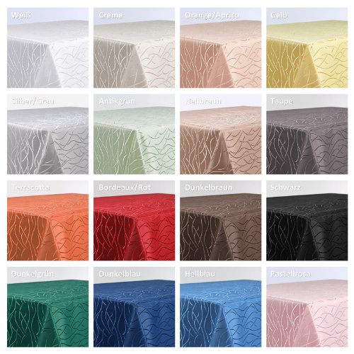 Tischdecke Damast Streifen Wellen Bügelfrei, Eckig Oval Rund Größe und Farbe wählbar, Eckig 130×220 cm Silber, Beautex - 4