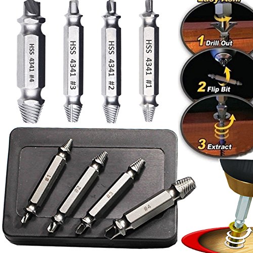 Phego 4-teilig Schraubenausdreher-Set ,Schraubenausdreher-Set zum Entfernen beschädigter Schrauben Schraubenentferner - 5
