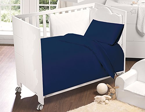 Love2Sleep COTTON RICH COT BED FITTED SHEET 70 X 140 CM NAVY BLUE
