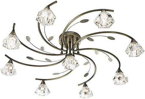 2639-9AB Sierra 9 Light Semi Flush Ceiling Light in Antique Brass