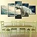 Produktbild mmwin Modern Pictures Canvas Poster Painting Roaring Home 5 Panel Wall Art Printed Polar Bear for Living Room Artwork Decoration