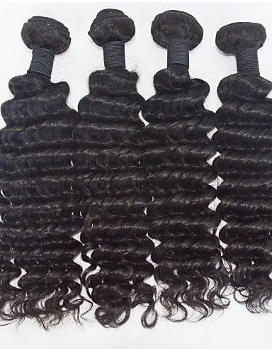 JFF/ 4pcs/Lot Raw Eurasian Virgin Hair Deep Wave Human Hair Extensions Natural Black Curl Hair 8''-30'' Hair Weaves , 24 26 28 30-natural color