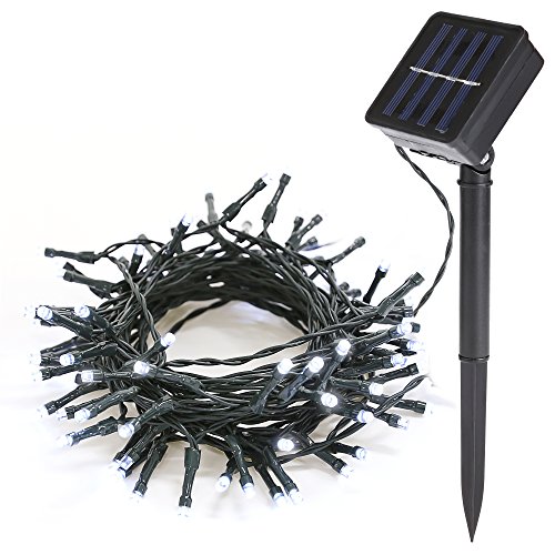 Preisvergleich Produktbild Homdox 100er LED Solar Lichterkette Lichter String Wasserdicht Außenleuchte Licht für Weihnachten Hochzeit Zimmerdekoration Weiß