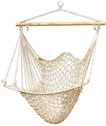 Hammock Cotton Swing Camping Hanging Rope New Chair Wooden Beige White Outdoor