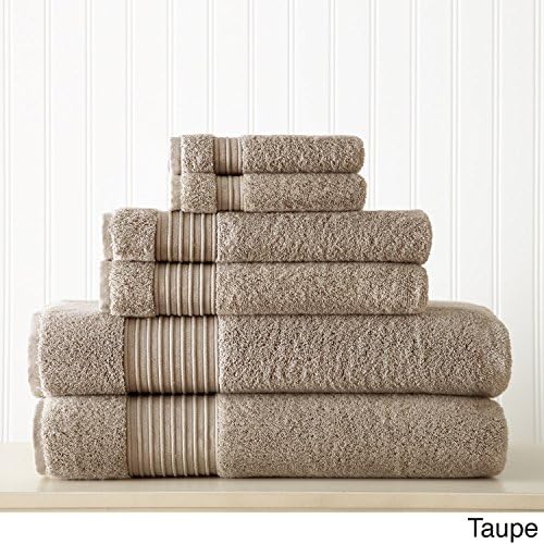 Pacific Coast Textiles 6 Piece 100% Turkish Cotton Towel Set Taupe, Single