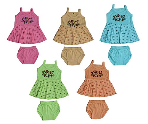 KIDDY STAR Baby Girls Cotton Dress Set (SP1085PCS, Multicolour, 6-12 Months) - Pack of 5 RS.430 (61.00% Off) - Amazon