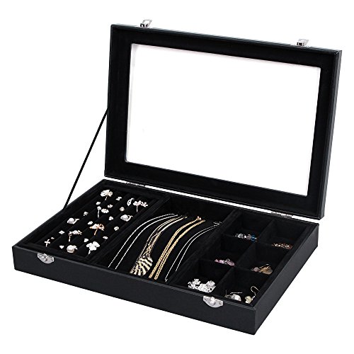 Songmics Schmucklade Schmuckkästchen drei einzelne abnehmbare Fächer für für ca.30 Ringe mit 6 Fächer Für 6 Armbänder und Ketten JDS306 - 2