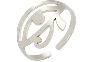 unift Anello con croce Ankh Eye of Horus per donne uomini in acciaio inossidabile semplice moda antico simbolo egizio occhio di Horu anello aperto protezione egiziana amuleto gioielli